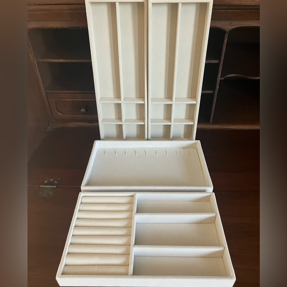 Velvet stackable jewelry organizer trays, set of four